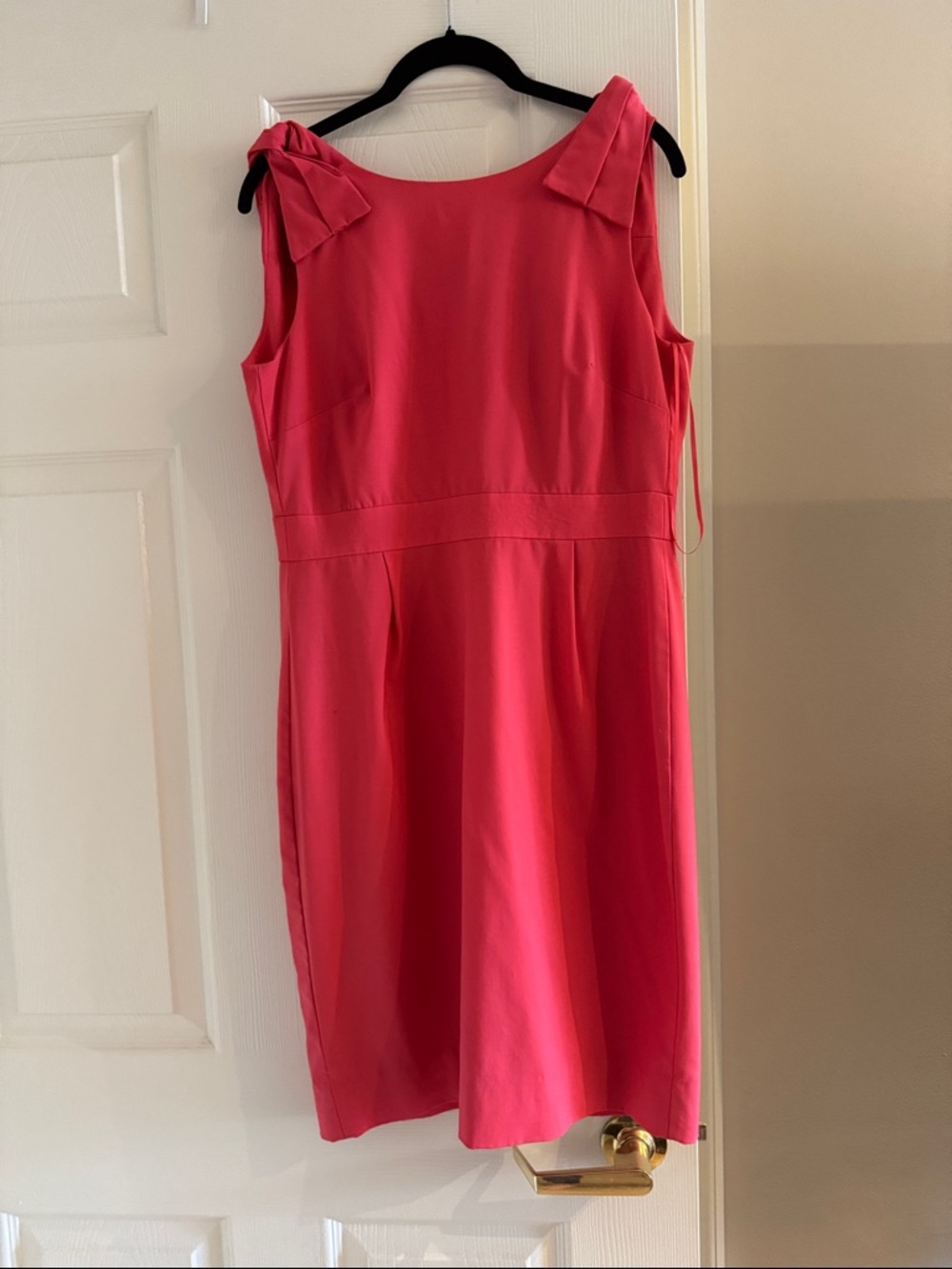 J. Crew Classic Sleeveless Bow-Shoulder Dress in Bright Pink